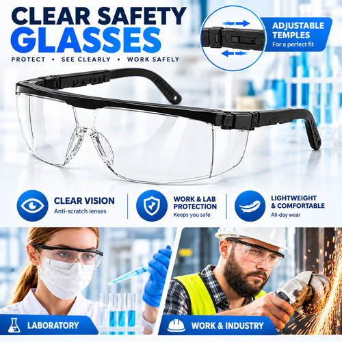 Safety glasses clear - glasses, anti-fog