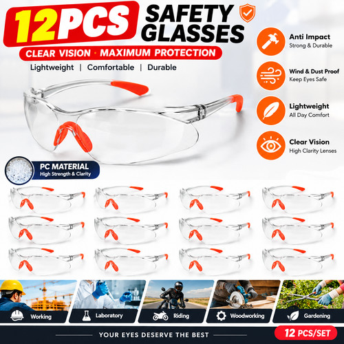 12x clear safety - 12x, goggles